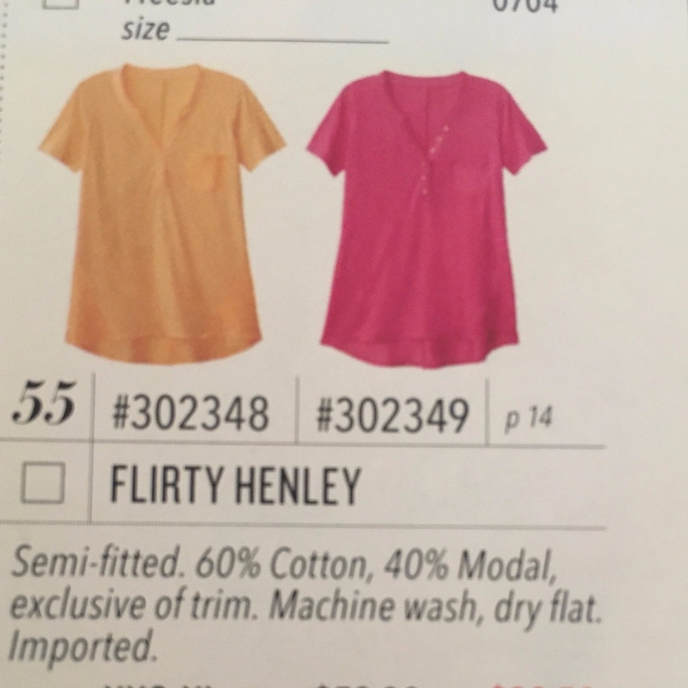 Jockey Flirty Henley in SMALL, Color is Freesia.
